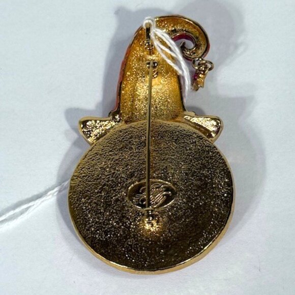 Kirk's Folly orange-ish iridescent moon face brooch/pin/pendant with hat. - Picture 4 of 9